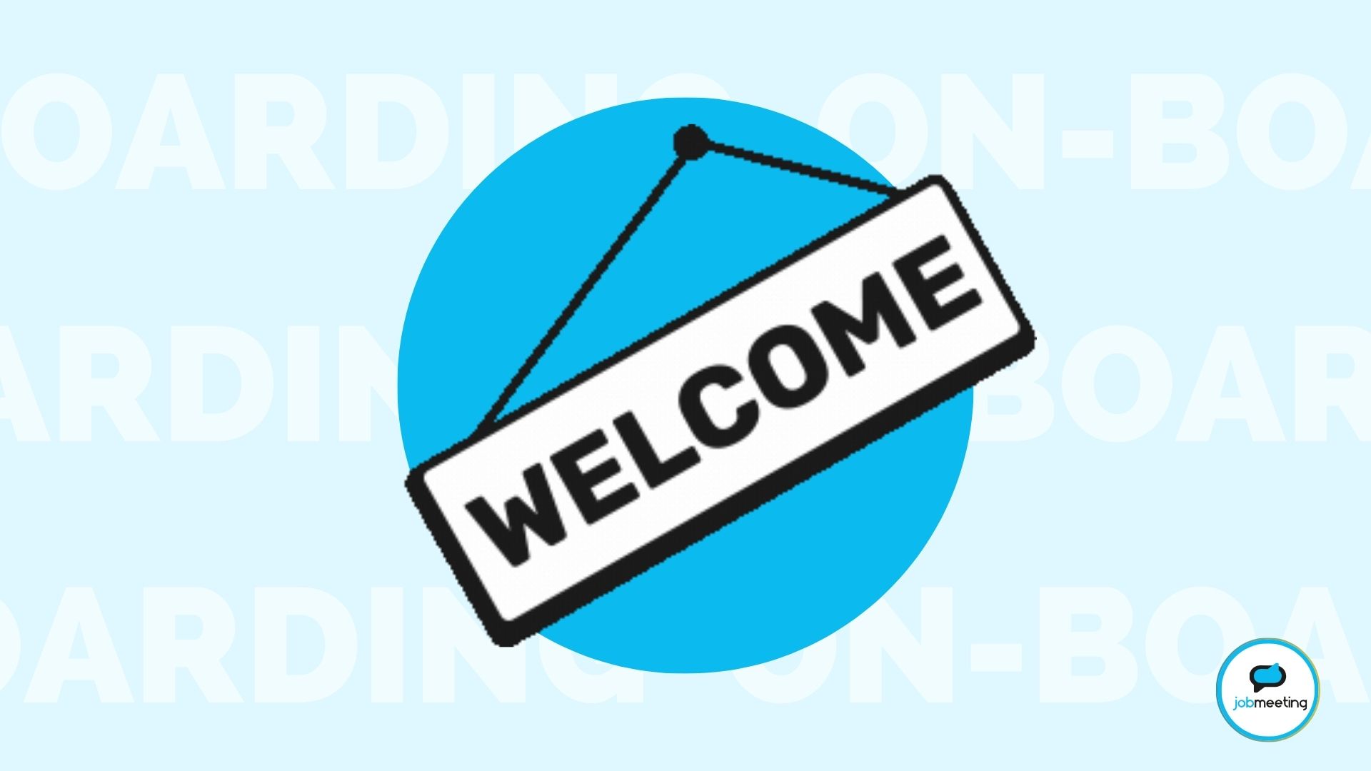 icona di un cartello con scritto "welcome" su sfondo azzurro
